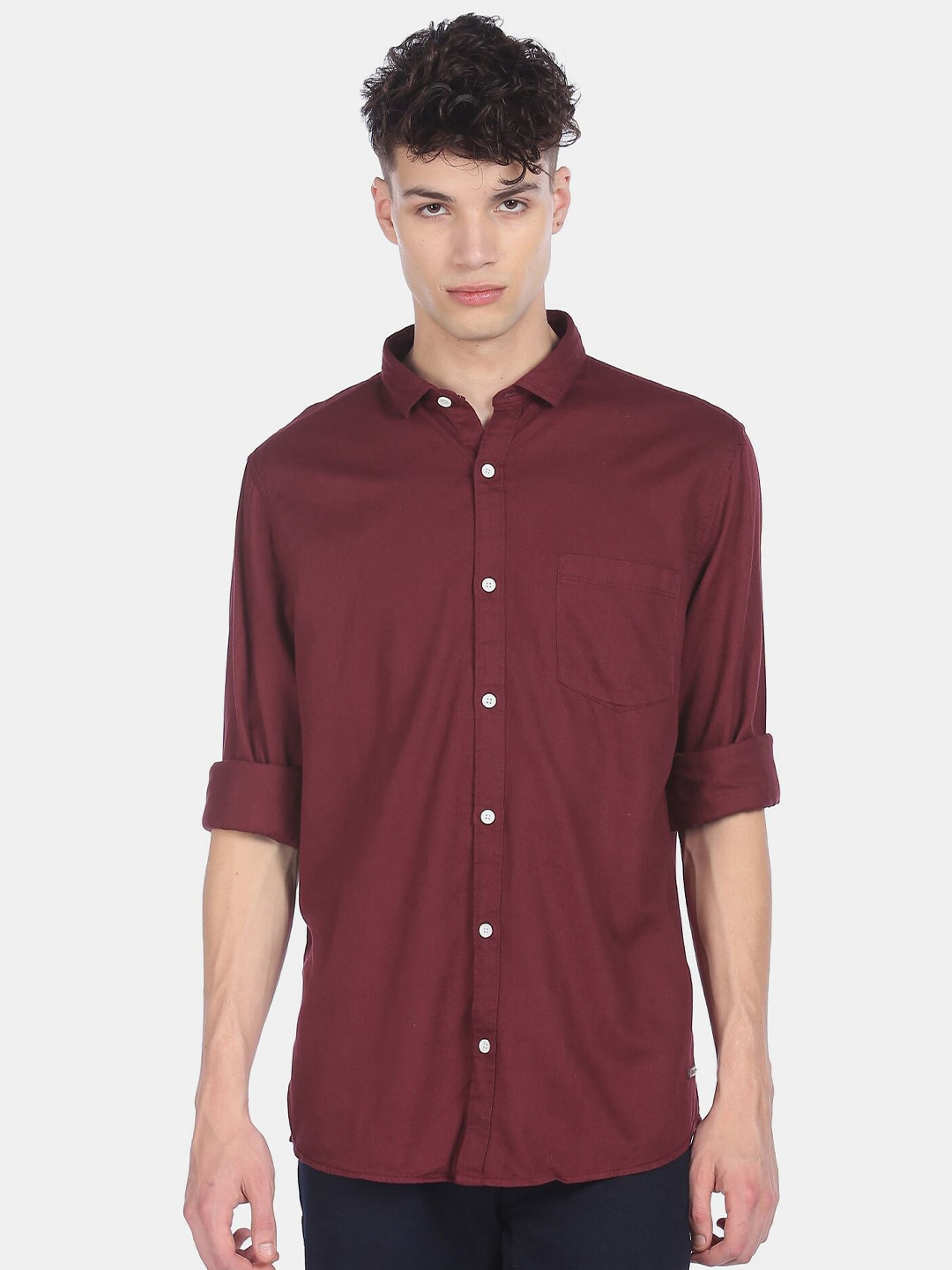 

Cherokee Men Maroon Pure Cotton Casual Shirt