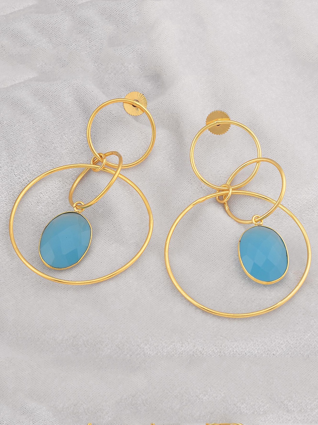 

Tistabene Gold-Plated & Blue Spherical Drop Earrings