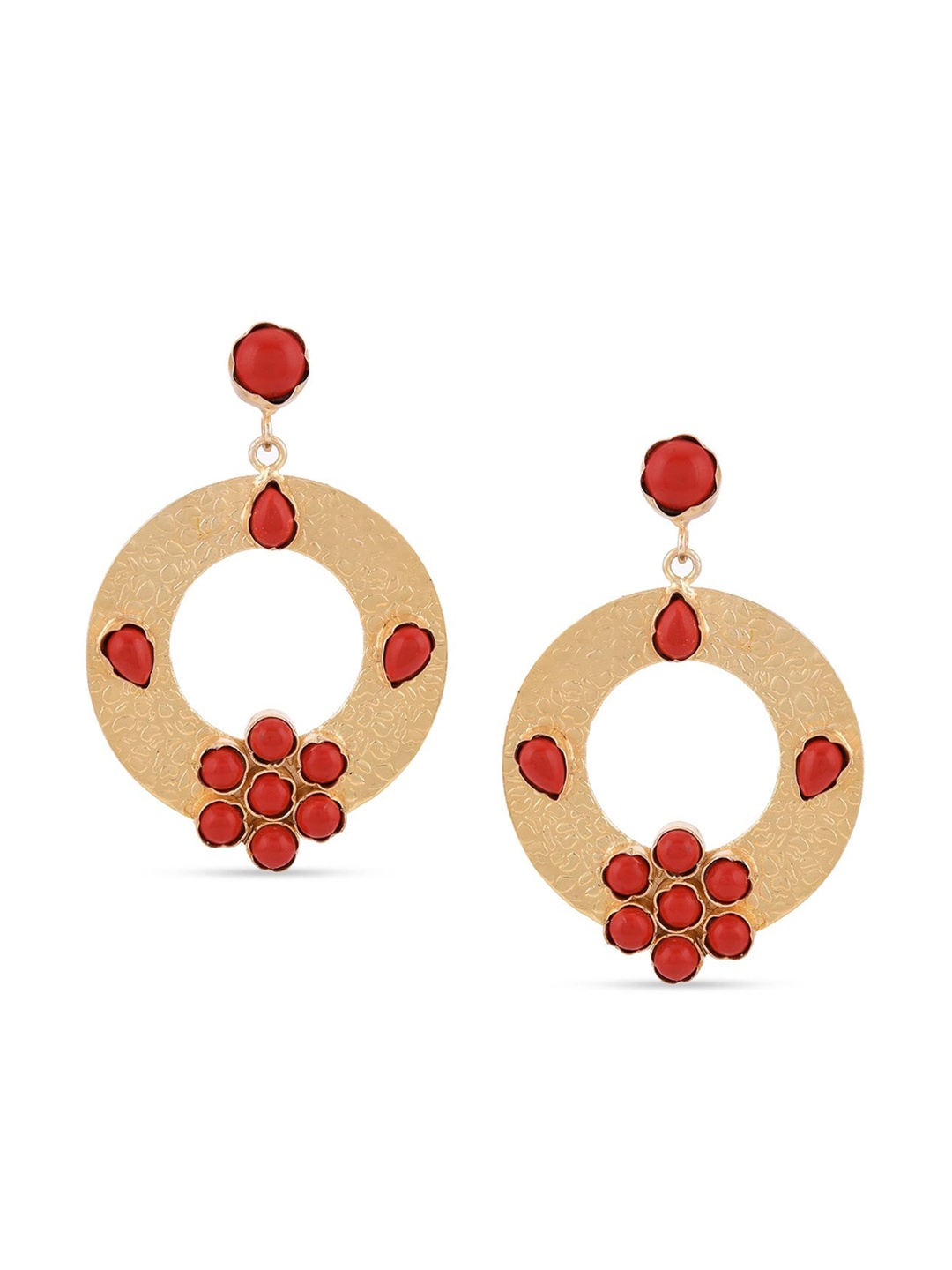 

Tistabene Red & Gold Contemporary Drop Earrings