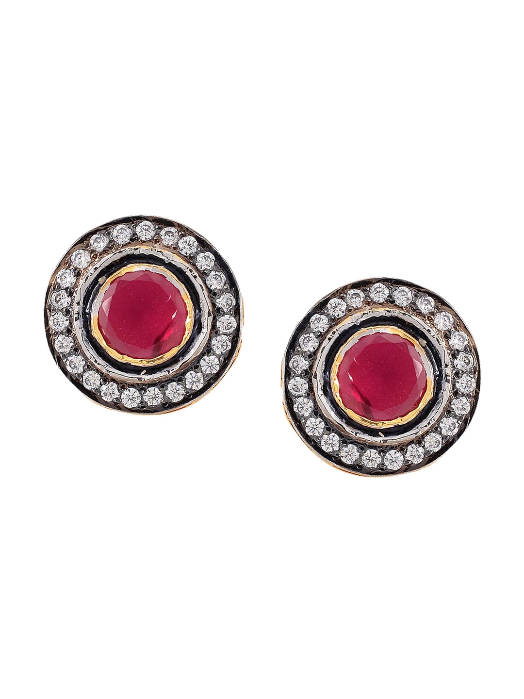 

Tistabene Red & Gold-Plated Enamelled Contemporary Studs Earrings