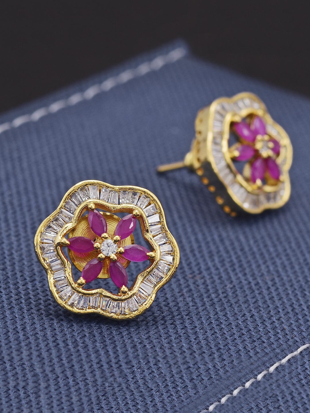 

Tistabene Woman Red Floral Modern Stud Earrings