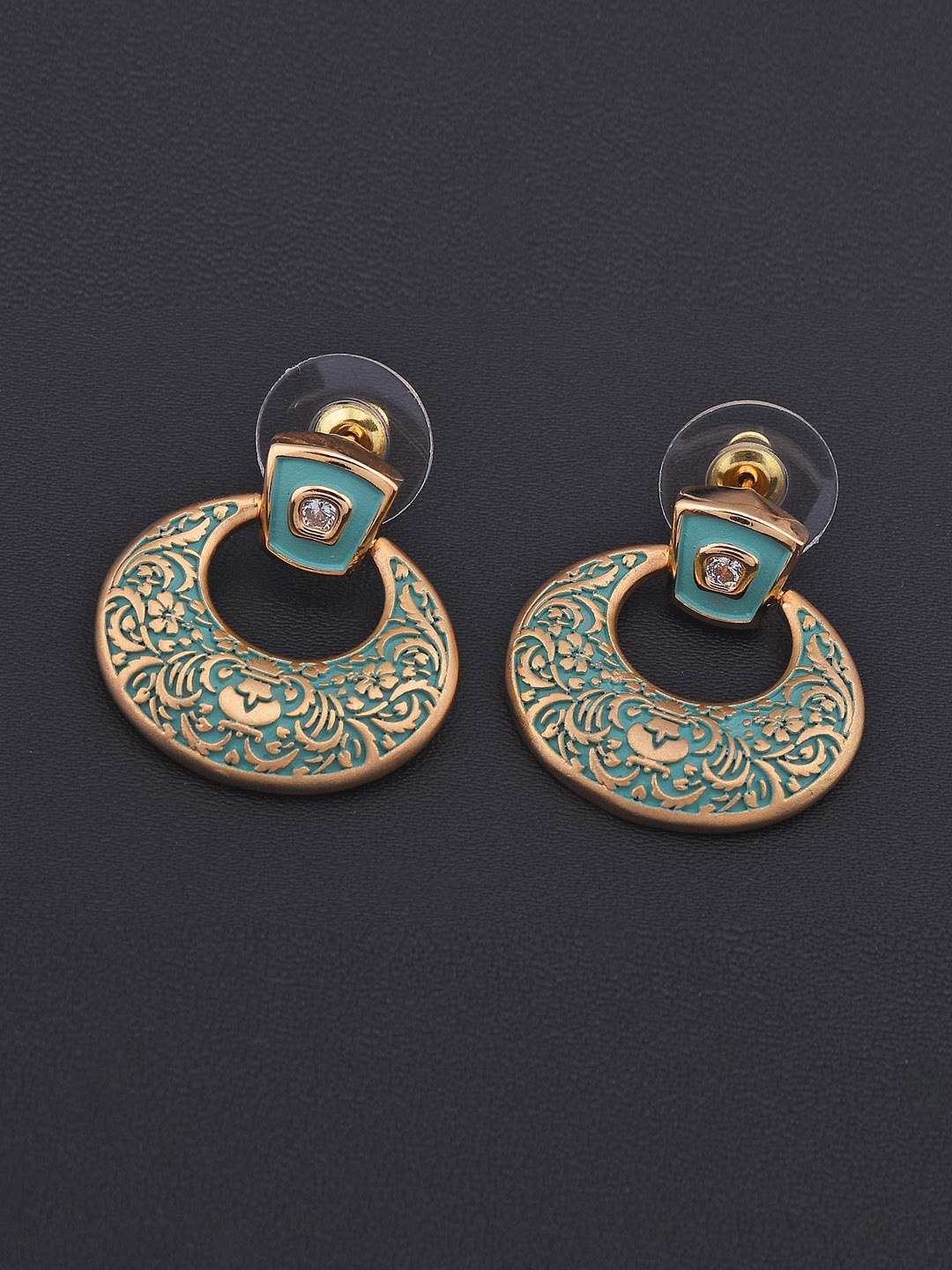 

Tistabene Gold-Plated & Blue Contemporary Drop Earrings