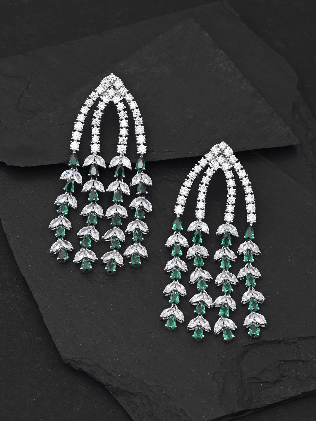 

Tistabene Green & White Contemporary Drop Earrings