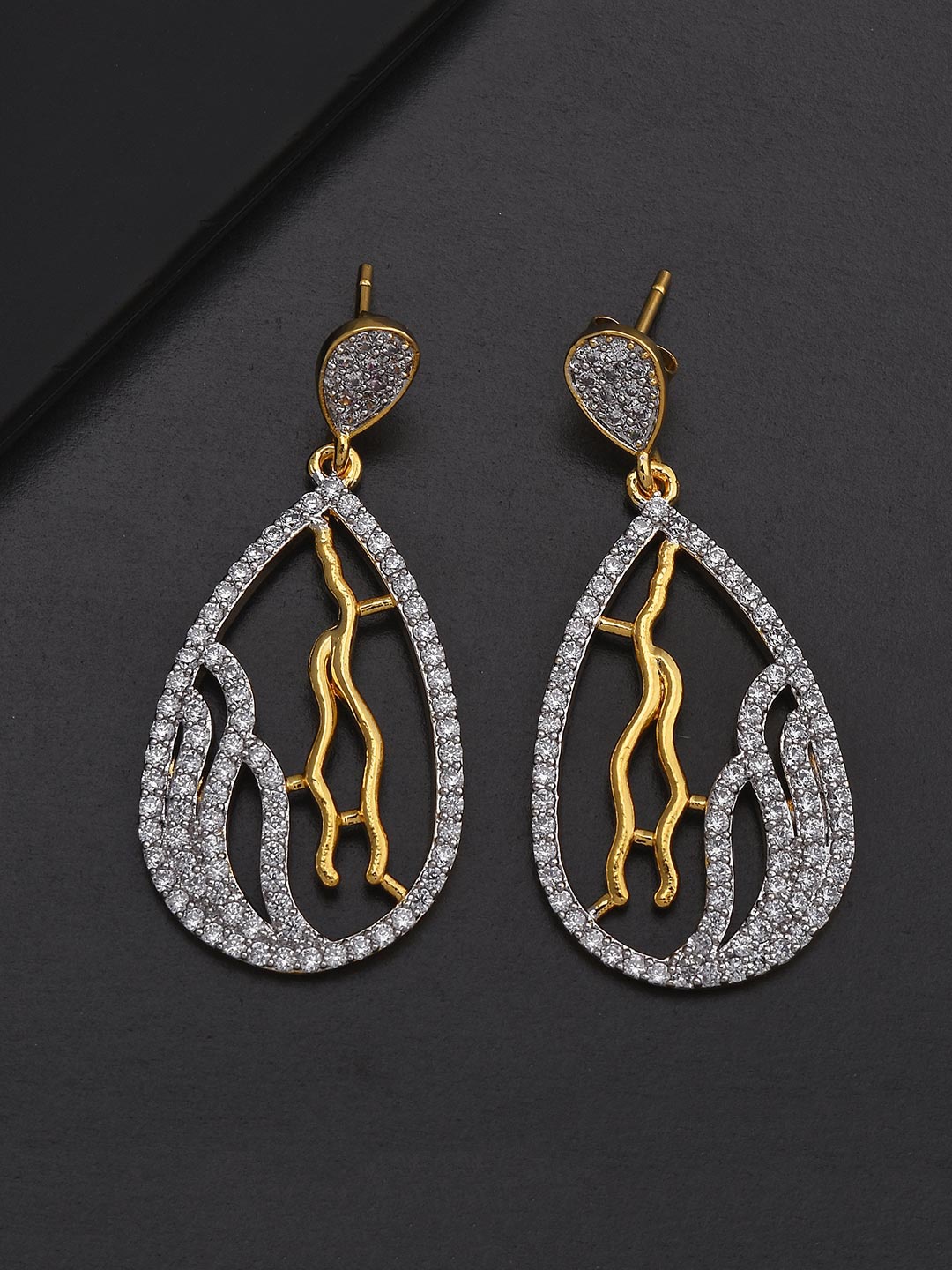 

Tistabene Woman White Two Tone Plated Contemporary Drop Earrings