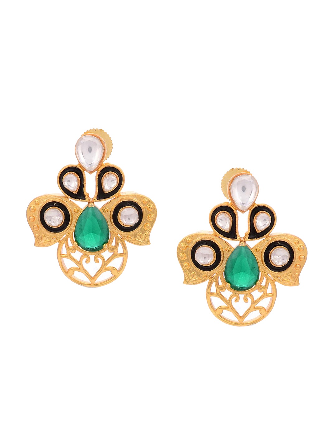 

Tistabene Green & White Gold Plated Contemporary Studs