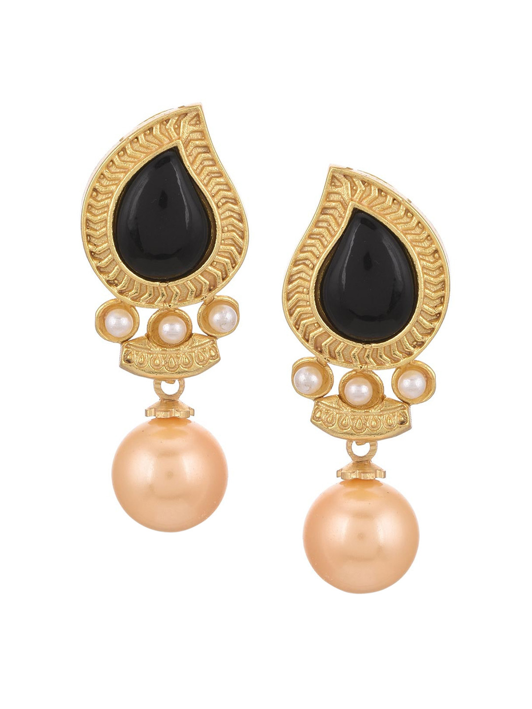 

Tistabene Gold-Toned & Black Contemporary Drop Earrings