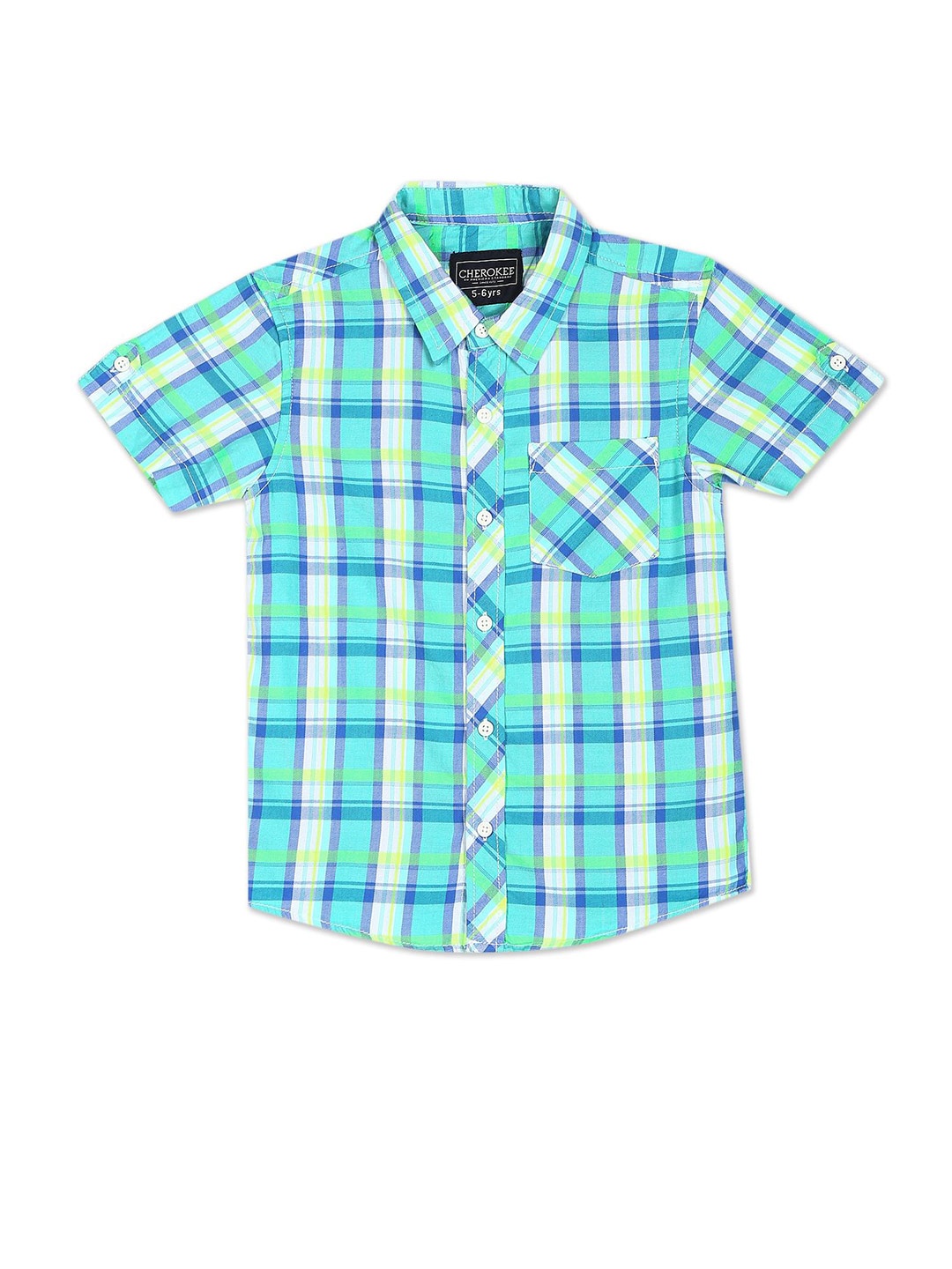 

Cherokee Boys Green & Blue Tartan Checks Casual Shirt