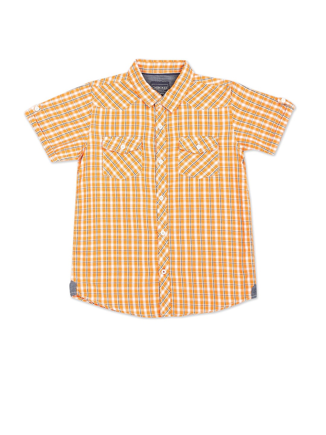 

Cherokee Boys Orange Checked Casual Shirt