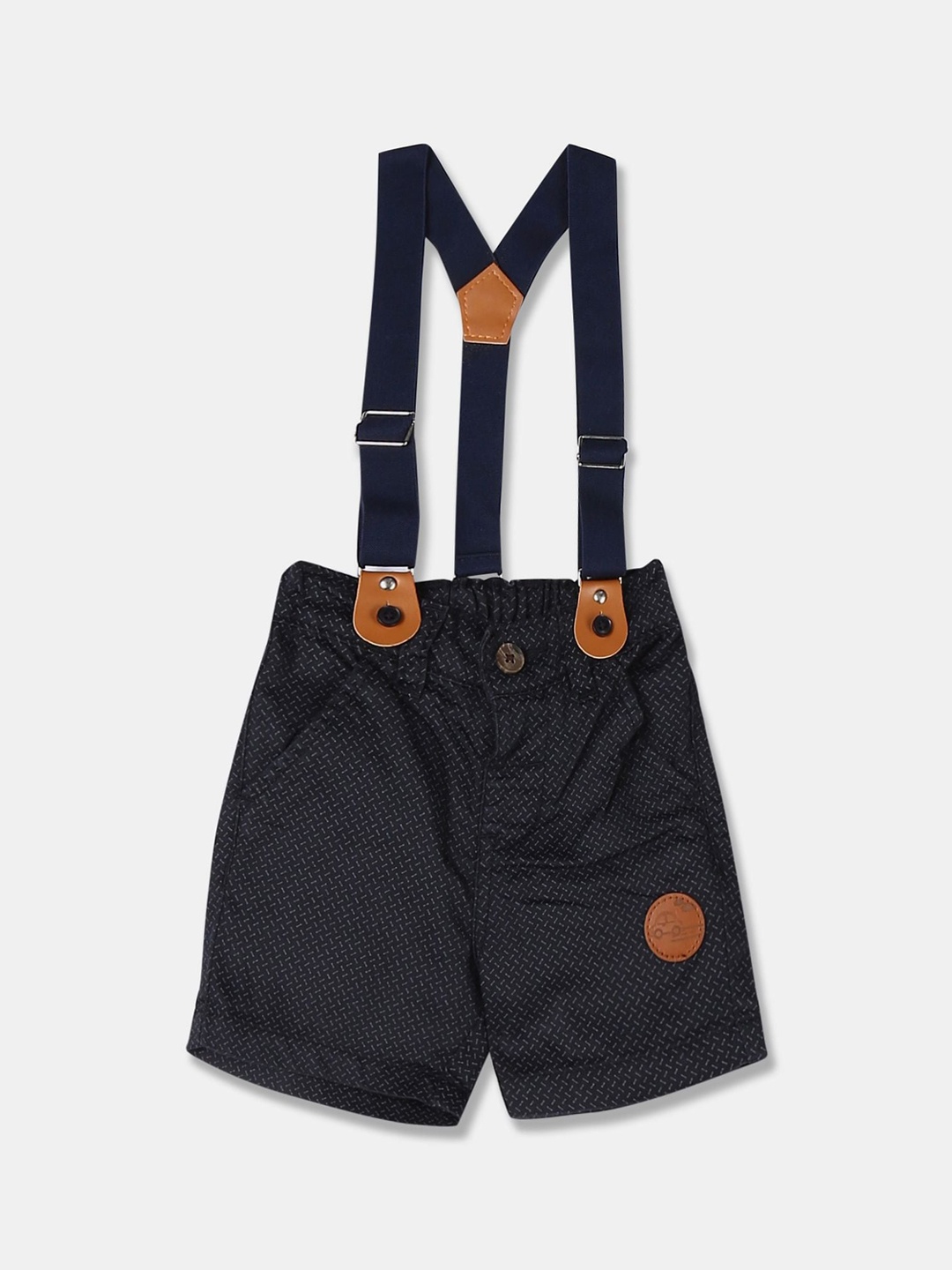 

Donuts Boys Blue Printed Shorts With Suspenders