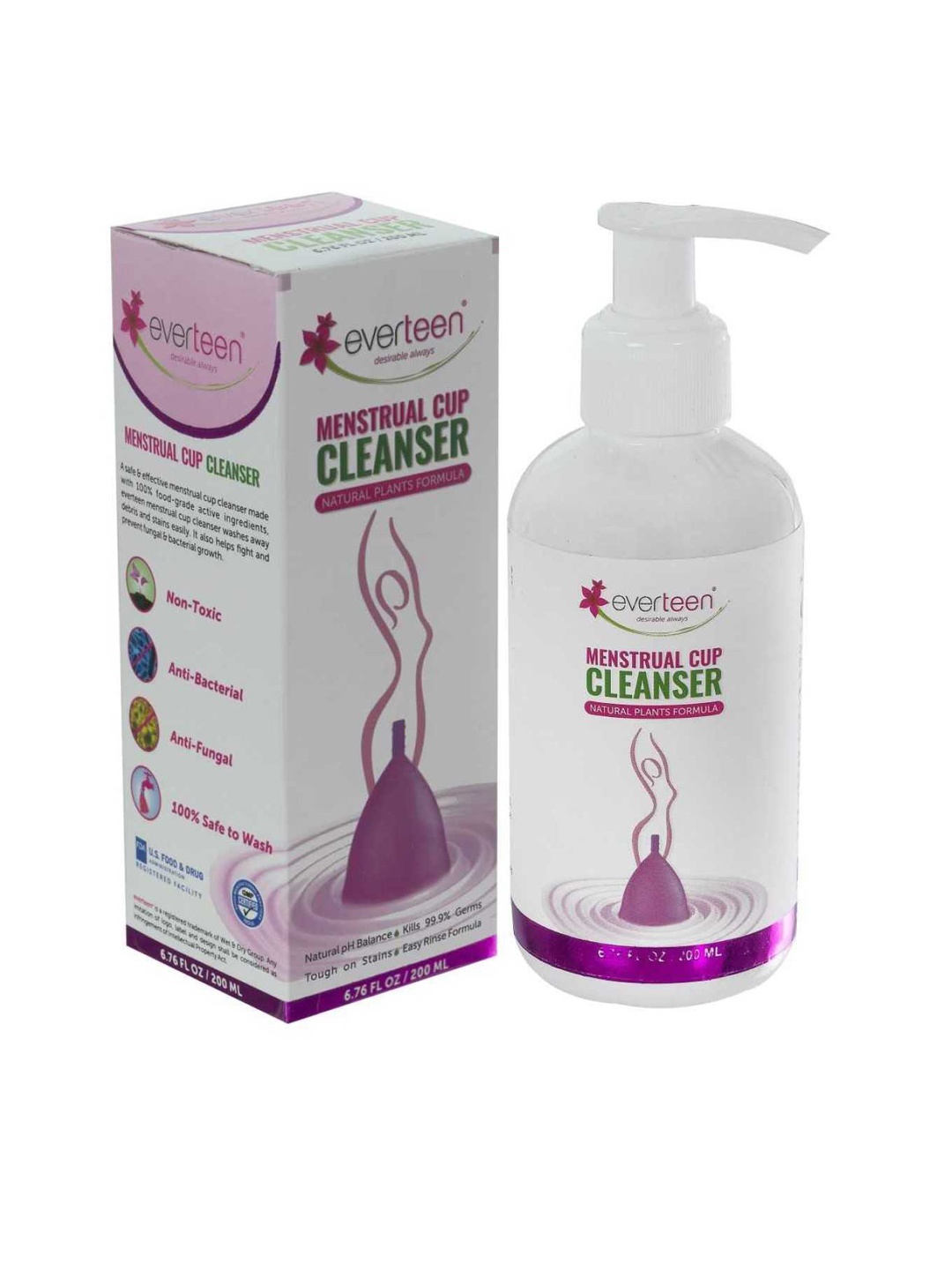 

everteen Menstrual Cup Cleanser with Plants Based Formula - 200 ml, White