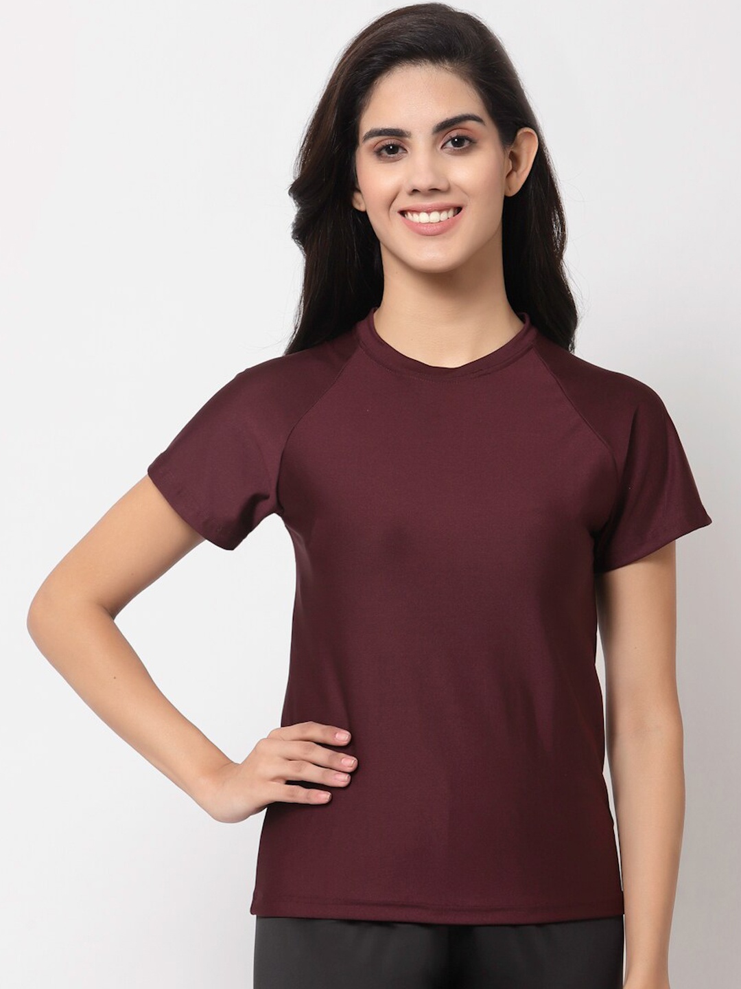 

CUKOO Women Maroon Solid Swim Top