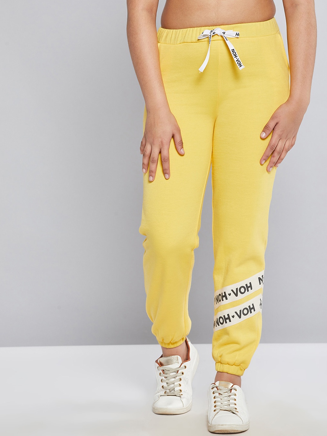 

Noh.Voh - SASSAFRAS Kids Girls Yellow Solid Relaxed-Fit Joggers