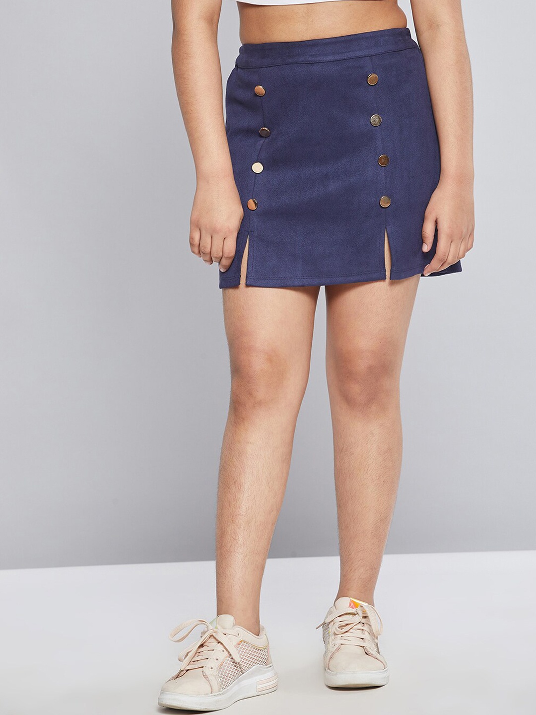 

Noh.Voh - SASSAFRAS Kids Girls Navy Blue Solid A-Line Mini Skirt