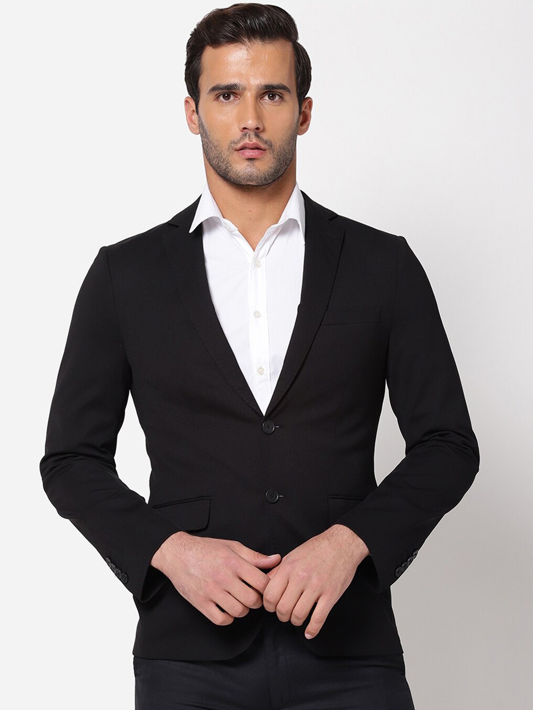

AD By Arvind Men Black Solid Single-Breasted Formal Blazer