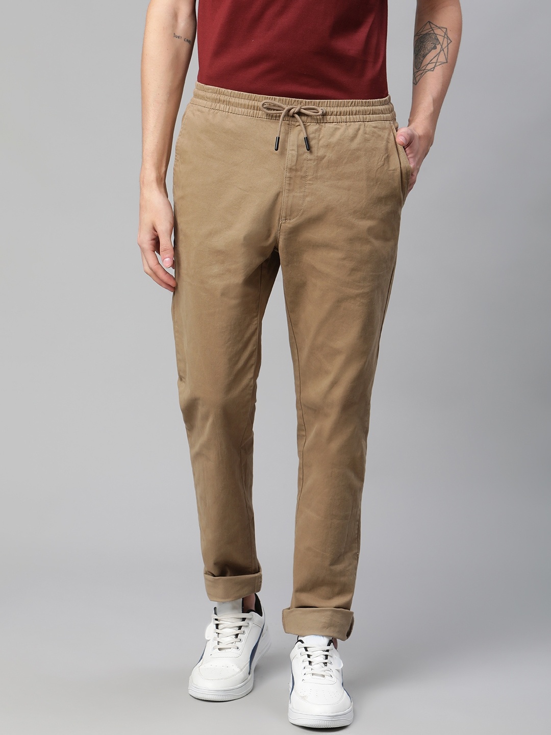 

Marks & Spencer Men Beige Chinos Trousers