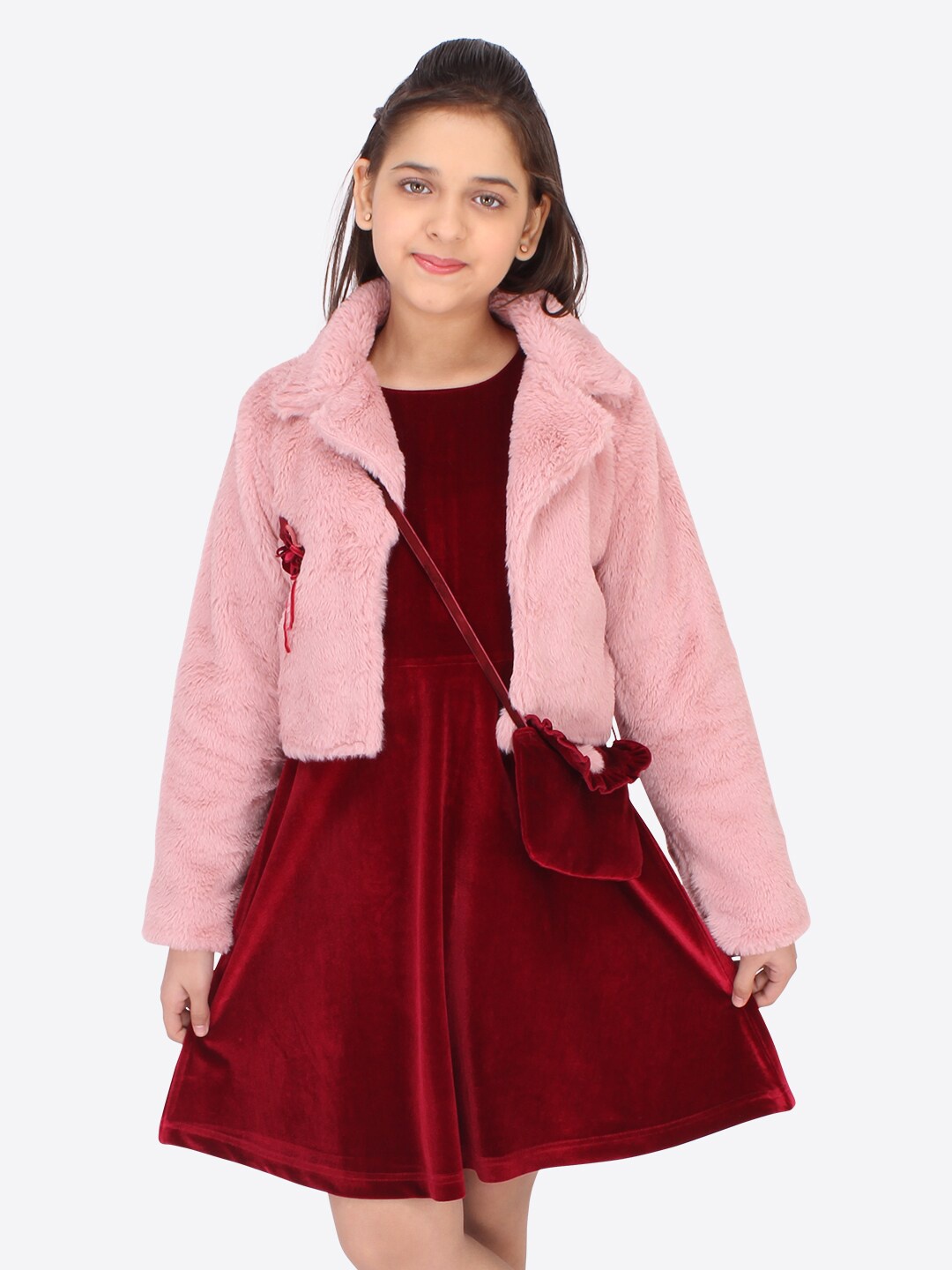 

CUTECUMBER Red Layered Velvet Dress