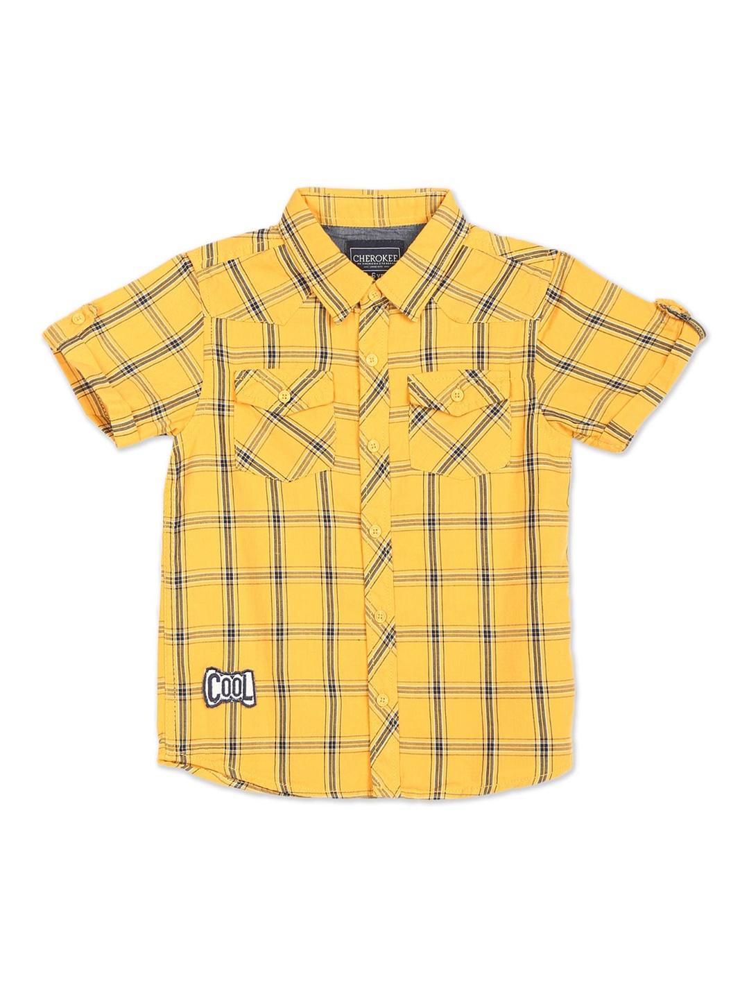 

Cherokee Infant Boys Yellow Checked Casual Shirt