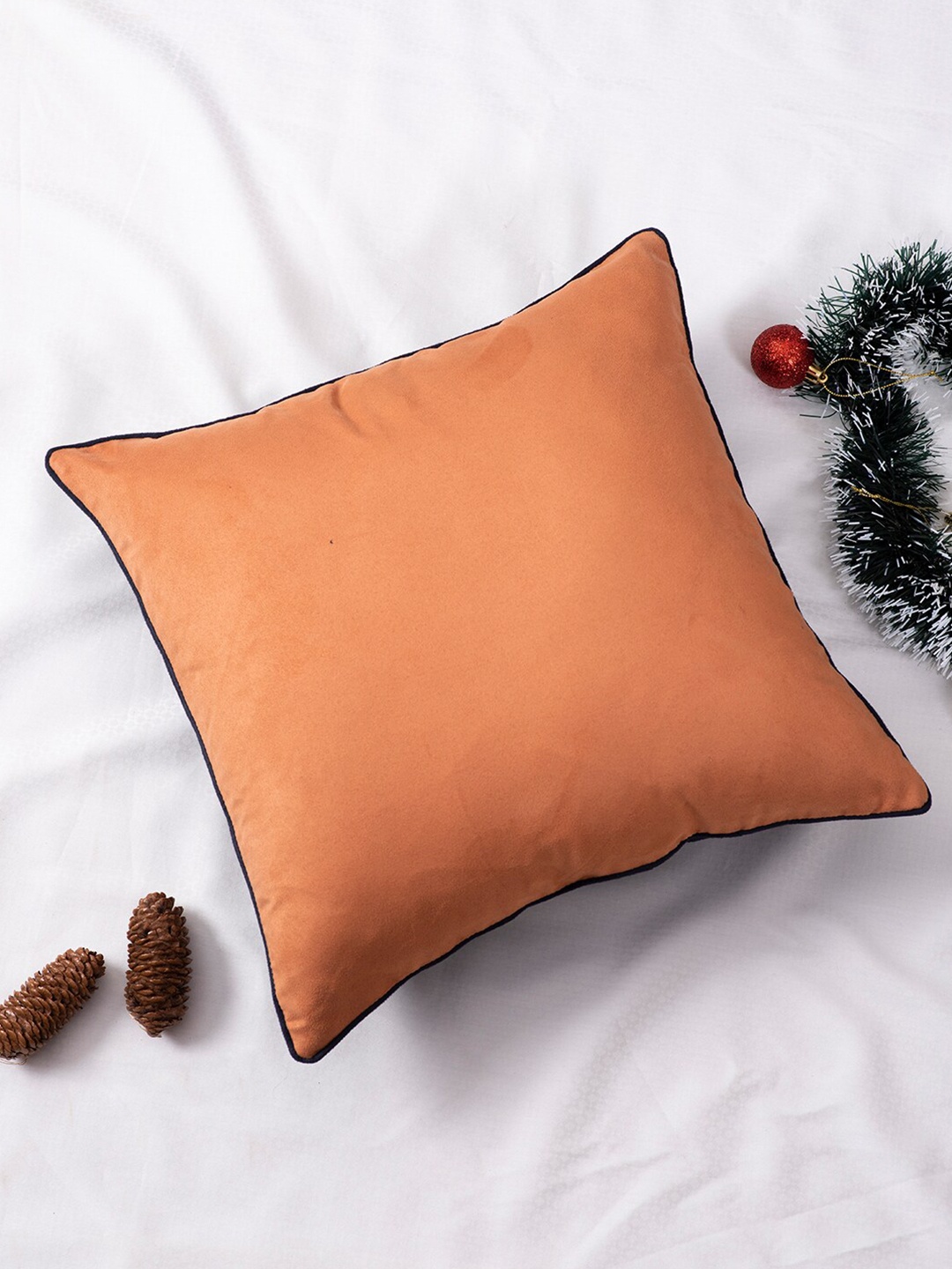 

nestroots Orange & Black Square Cushion Cover