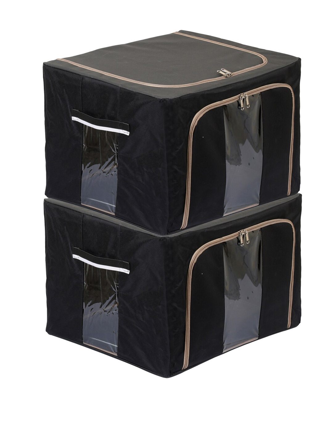 

Kuber Industries Set Of 2 Black Solid Storage Organizers