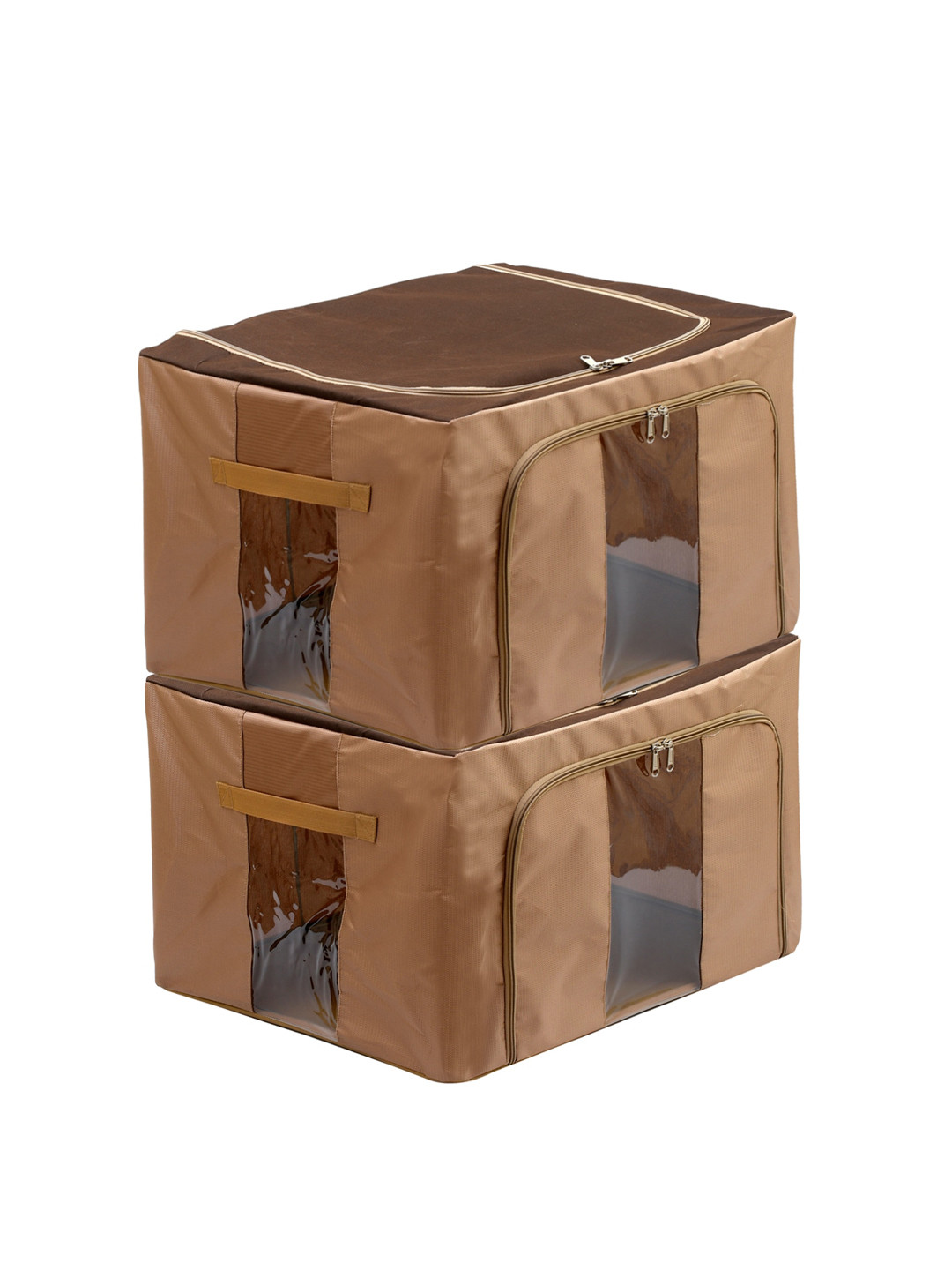 

Kuber Industries Set Of 2 Brown Solid Storage Organisers
