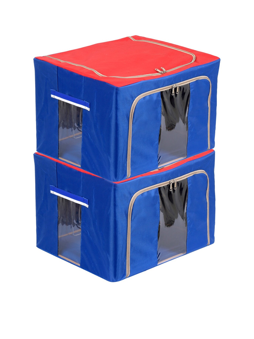 

Kuber Industries Set Of 2 Blue & Red Printed Wardrobe Organizers