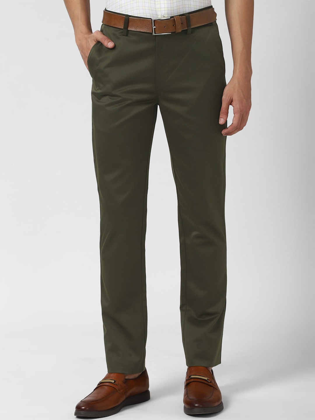 

Peter England Casuals Men Olive Green Slim Fit Trousers