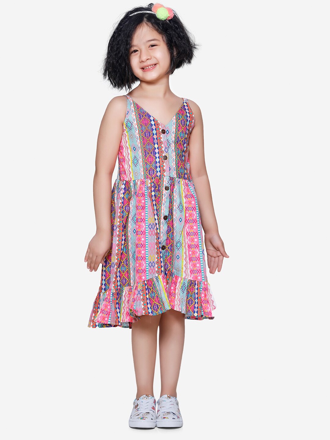 

LilPicks Girls Pink Floral Dress