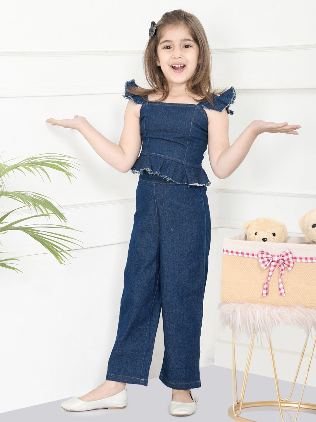 

LilPicks Girls Blue Top With Culottes Trousers