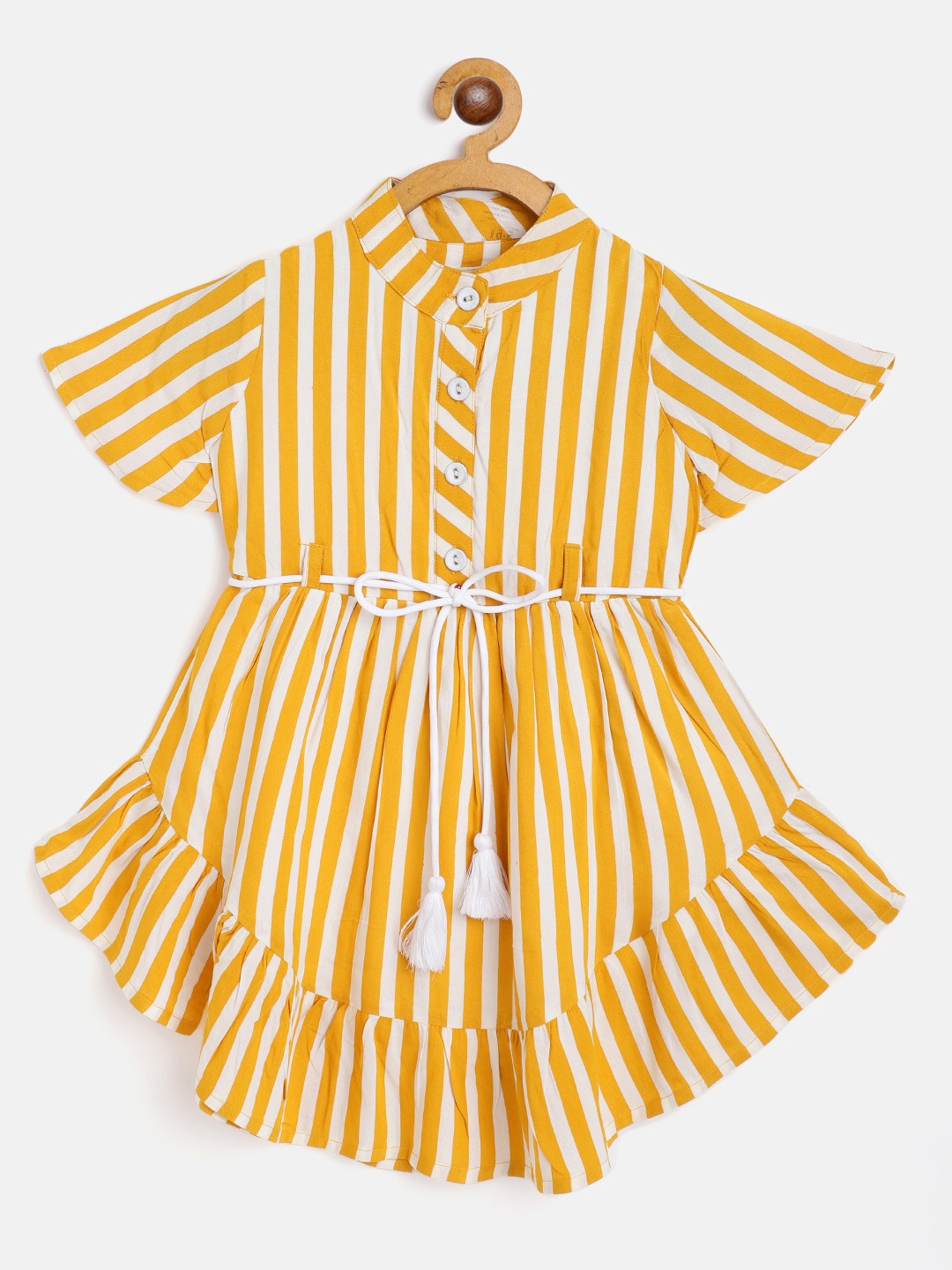 

Bella Moda Mustard Yellow & Off White Striped Dress