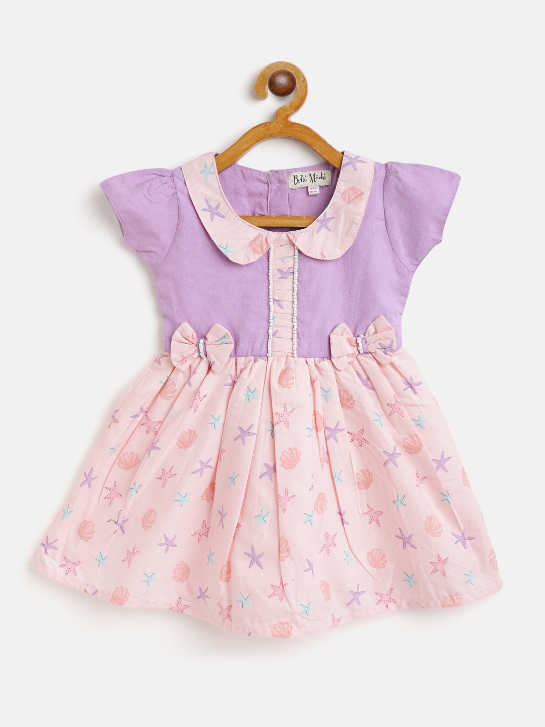 

Bella Moda Pink & Lavender Pure Cotton Printed A-Line Dress with Briefs