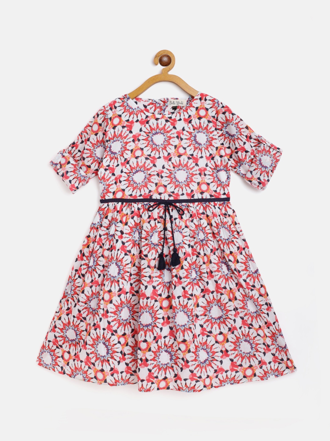 

Bella Moda Girls White & Pink Ethnic Motifs Dress