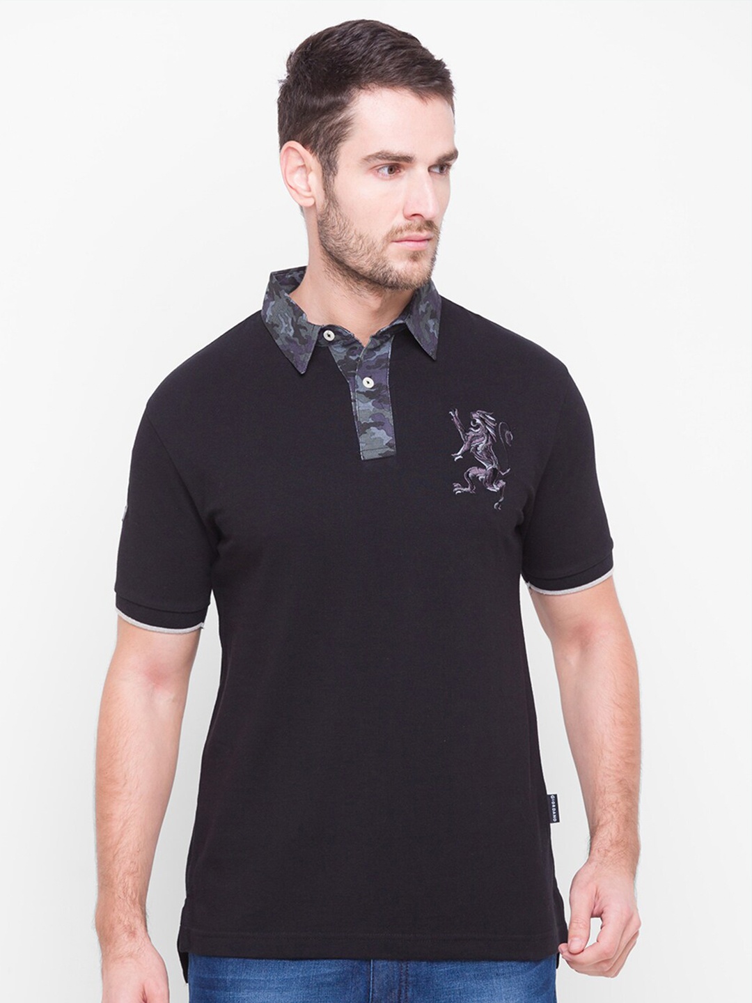 

GIORDANO Men Black Polo Collar Slim Fit T-shirt