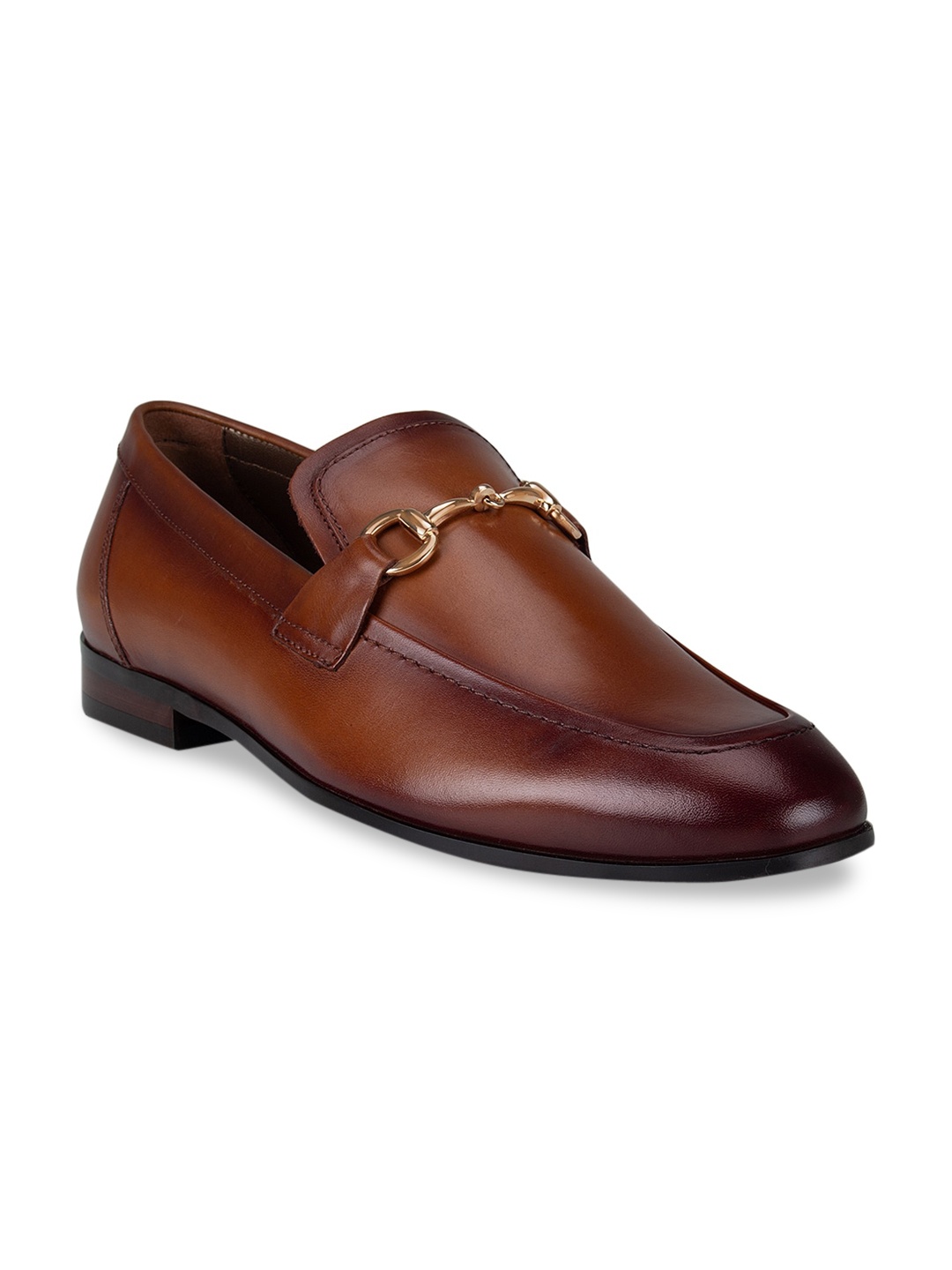 

ROSSO BRUNELLO Men Brown Solid Leather Formal Loafers
