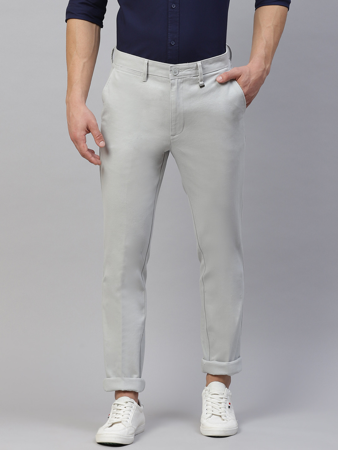 

Marks & Spencer Men Grey Slim Fit Trousers