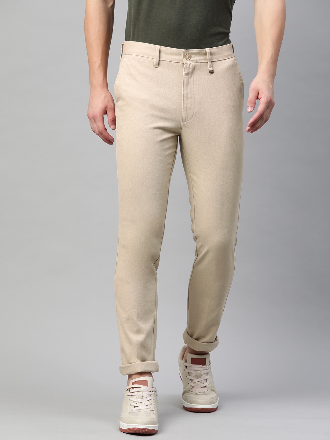 

Marks & Spencer Men Beige Pure Cotton Solid Slim Fit Chinos