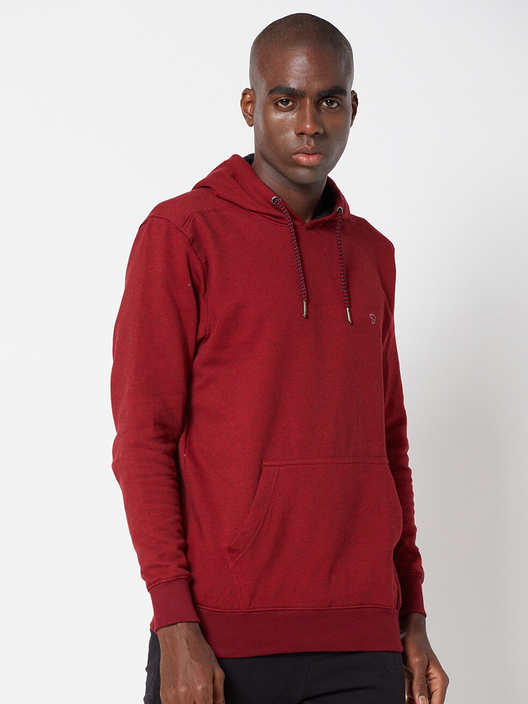 

SPORTO Men Red Solid Hooded Sweatshirt