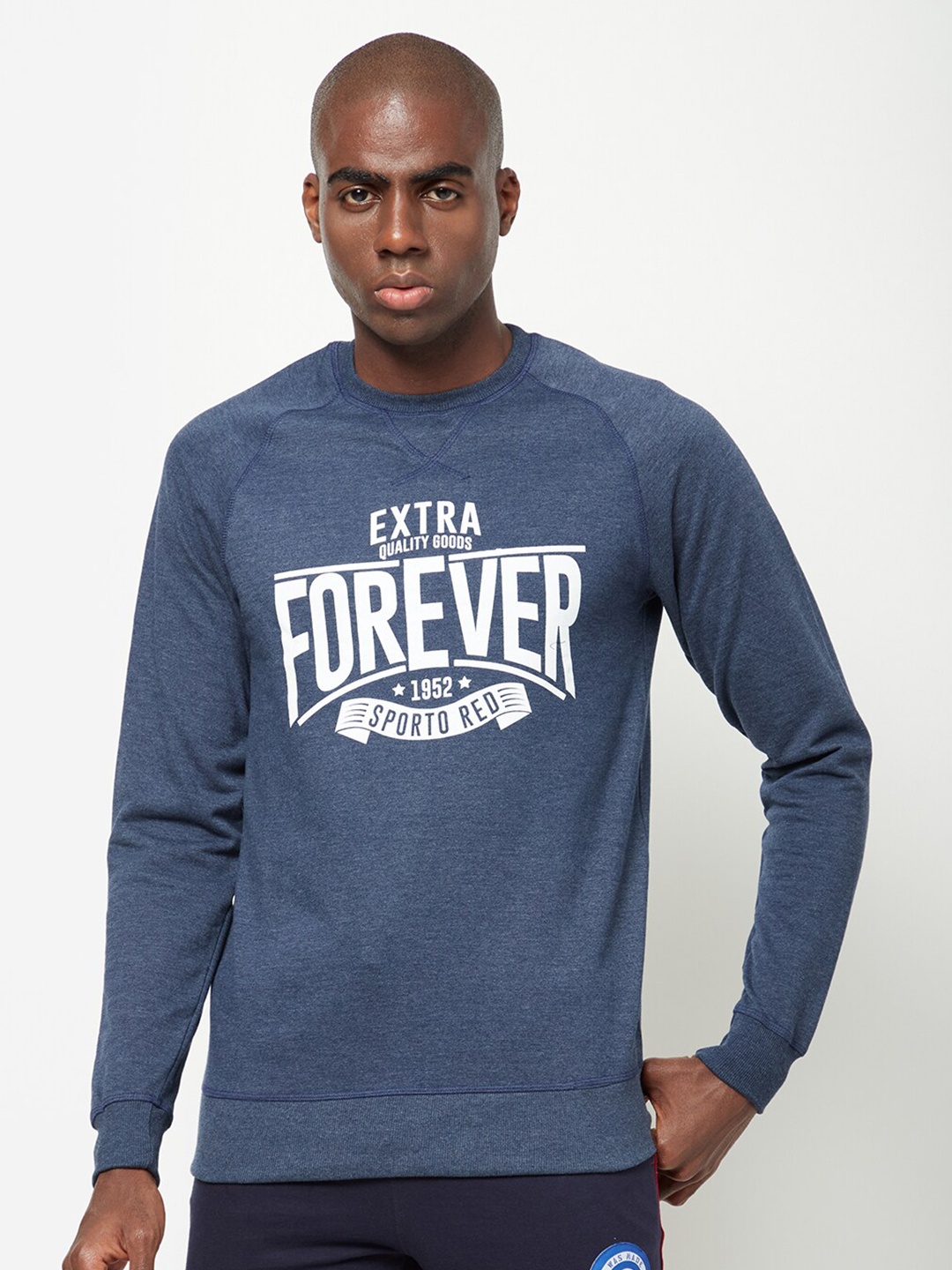 

SPORTO Men Navy Blue & White Printed Sweatshirt