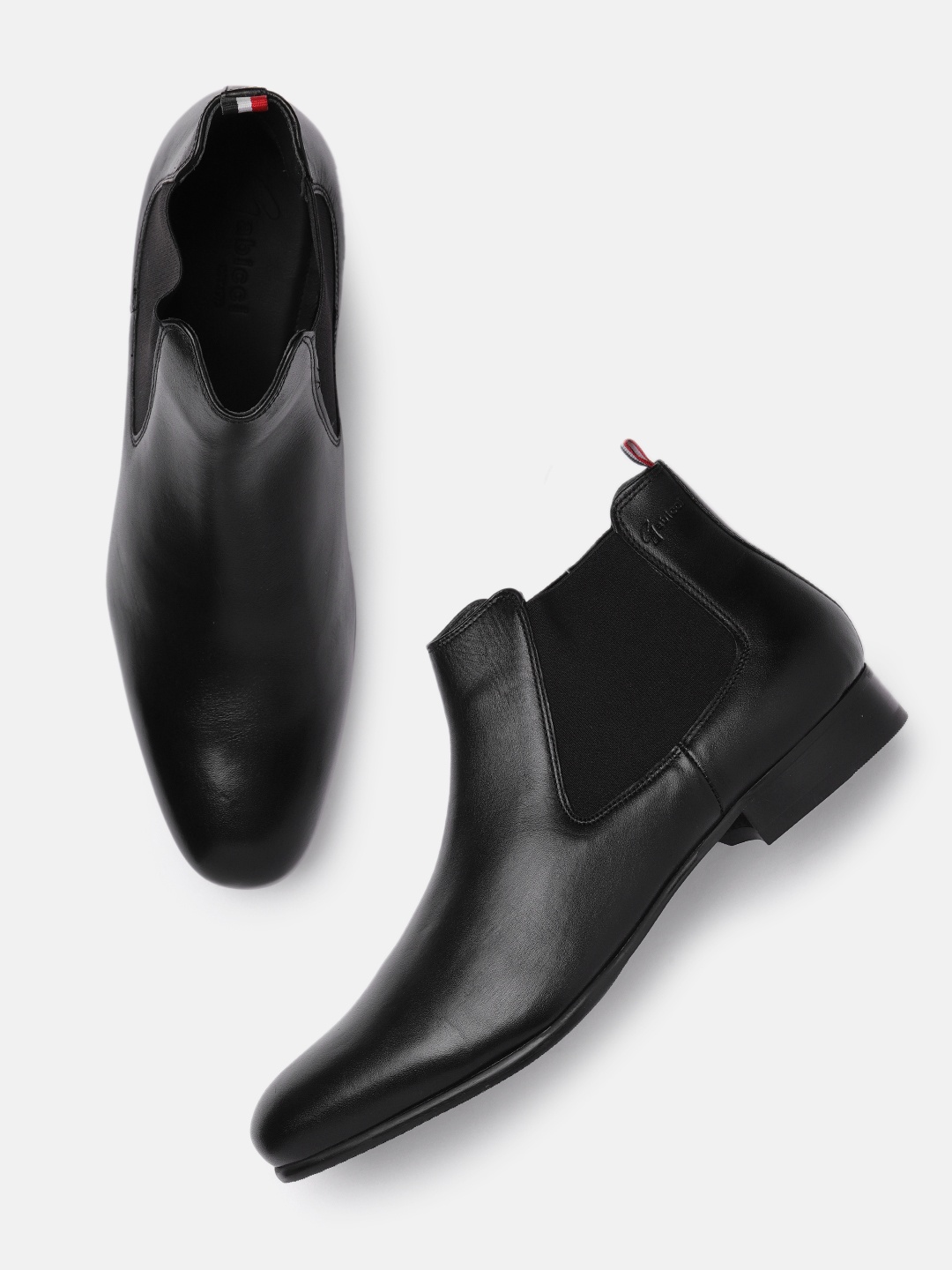 

GABICCI Men Black Leather Flat Chelsea Boots