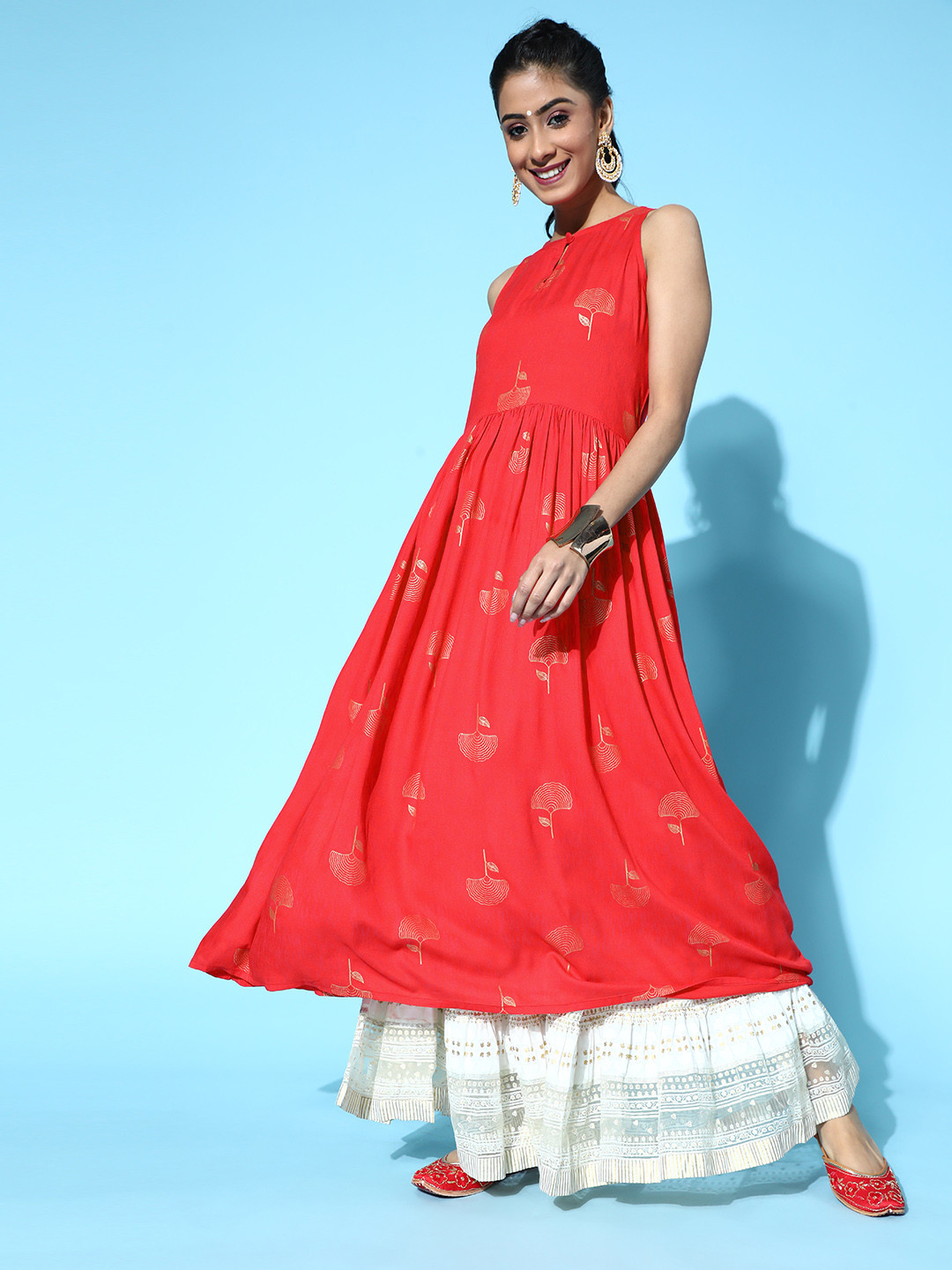 

AHIKA Attractive Red Cotton Ethnic Motifs Kurta