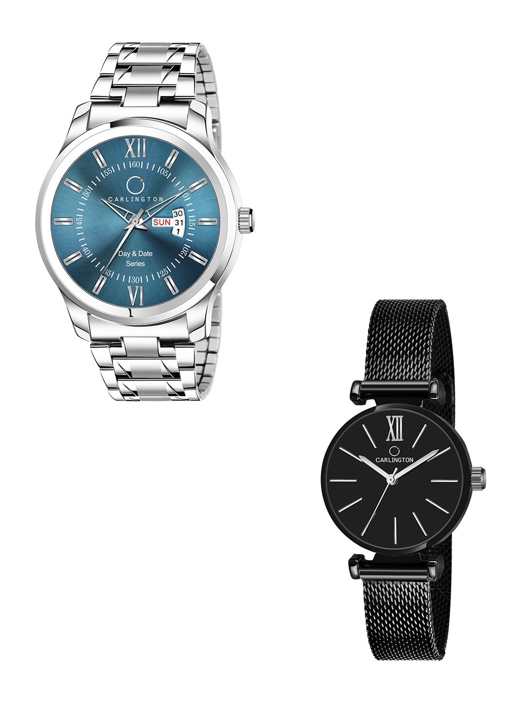 

CARLINGTON Stainless Steel Bracelet Style Couple Analogue Watches Combo G01 Pastel-CT2016, Multi