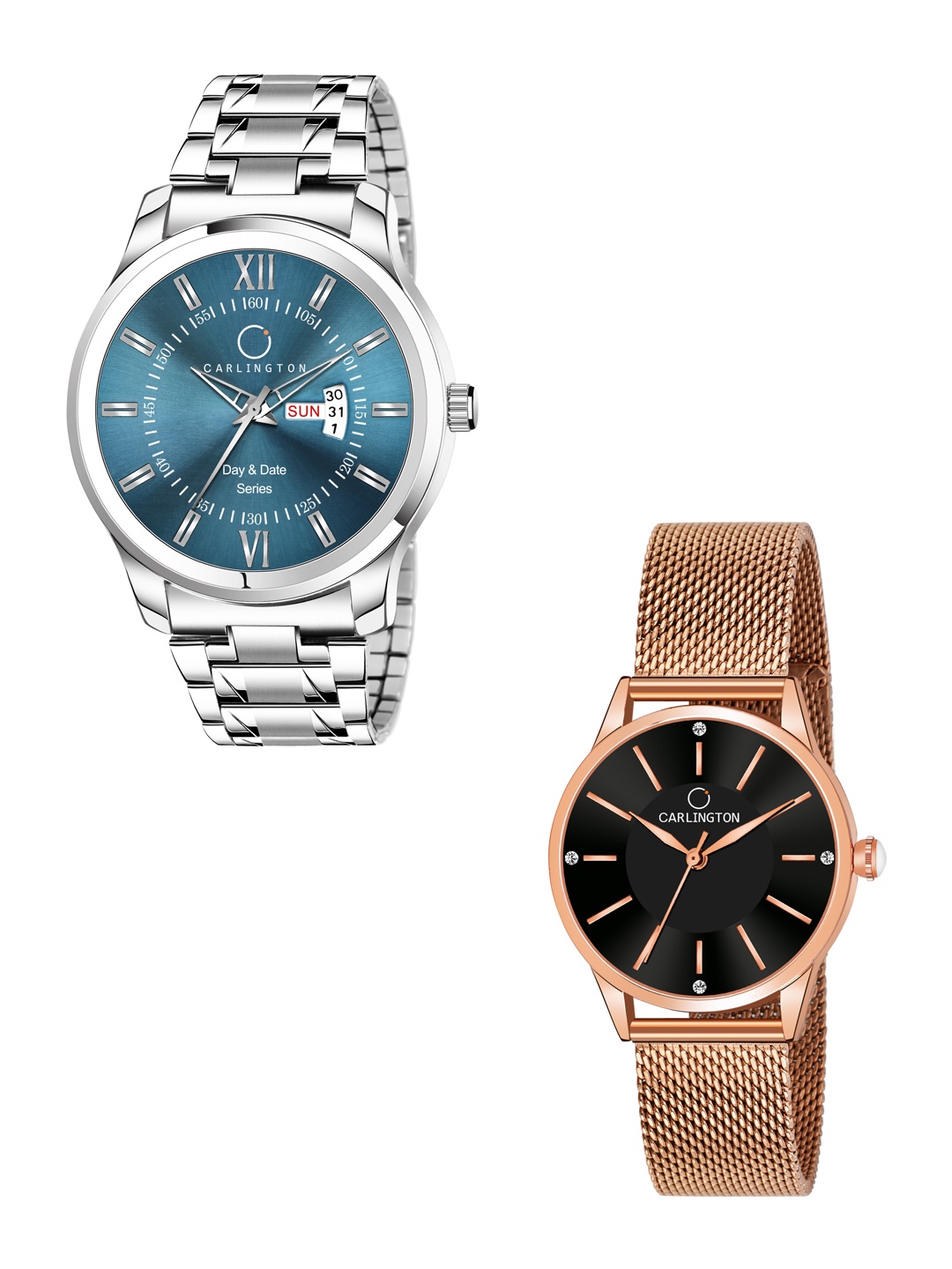 

CARLINGTON Unisex Set Of 2 Blue & Black Analogue Watch CT2004