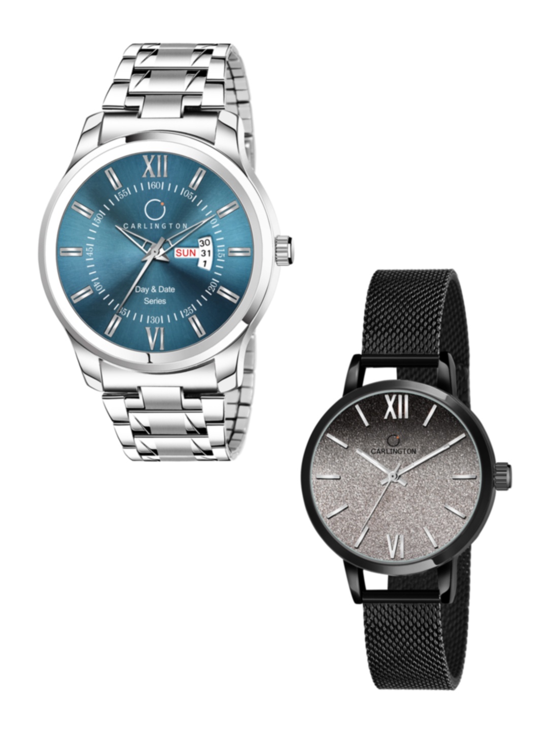 

CARLINGTON Unisex Set Of 2 Blue & Grey Bracelet Style Analogue Watches