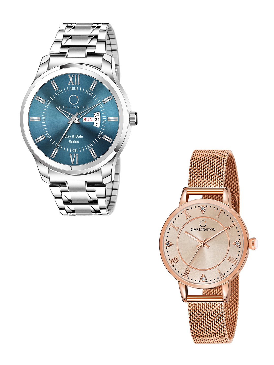 

CARLINGTON Unisex Set Of 2 His & Her Watch Gift Set CT2013, Blue