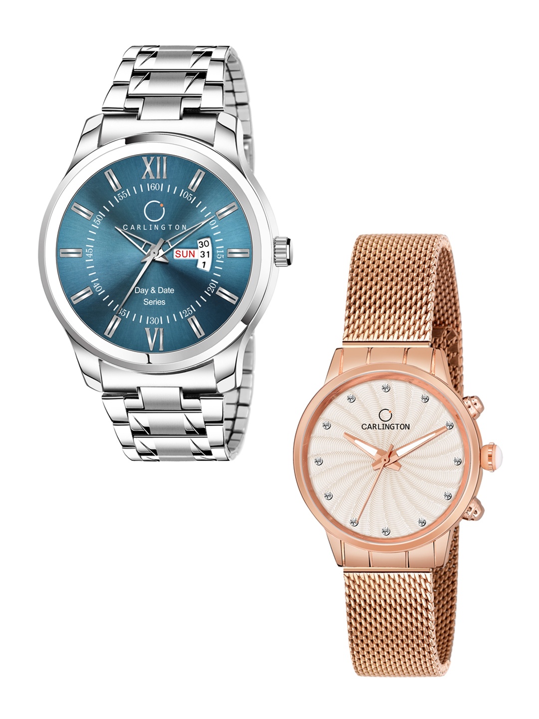 

CARLINGTON Unisex Set Of 2 Blue Analogue Watch CT2017
