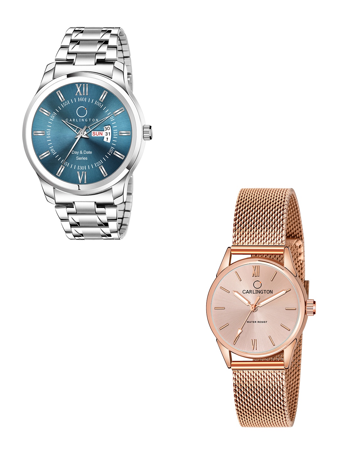 

CARLINGTON Unisex Set Of 2 Blue & Rose Gold-Toned Analogue Watch CT2008