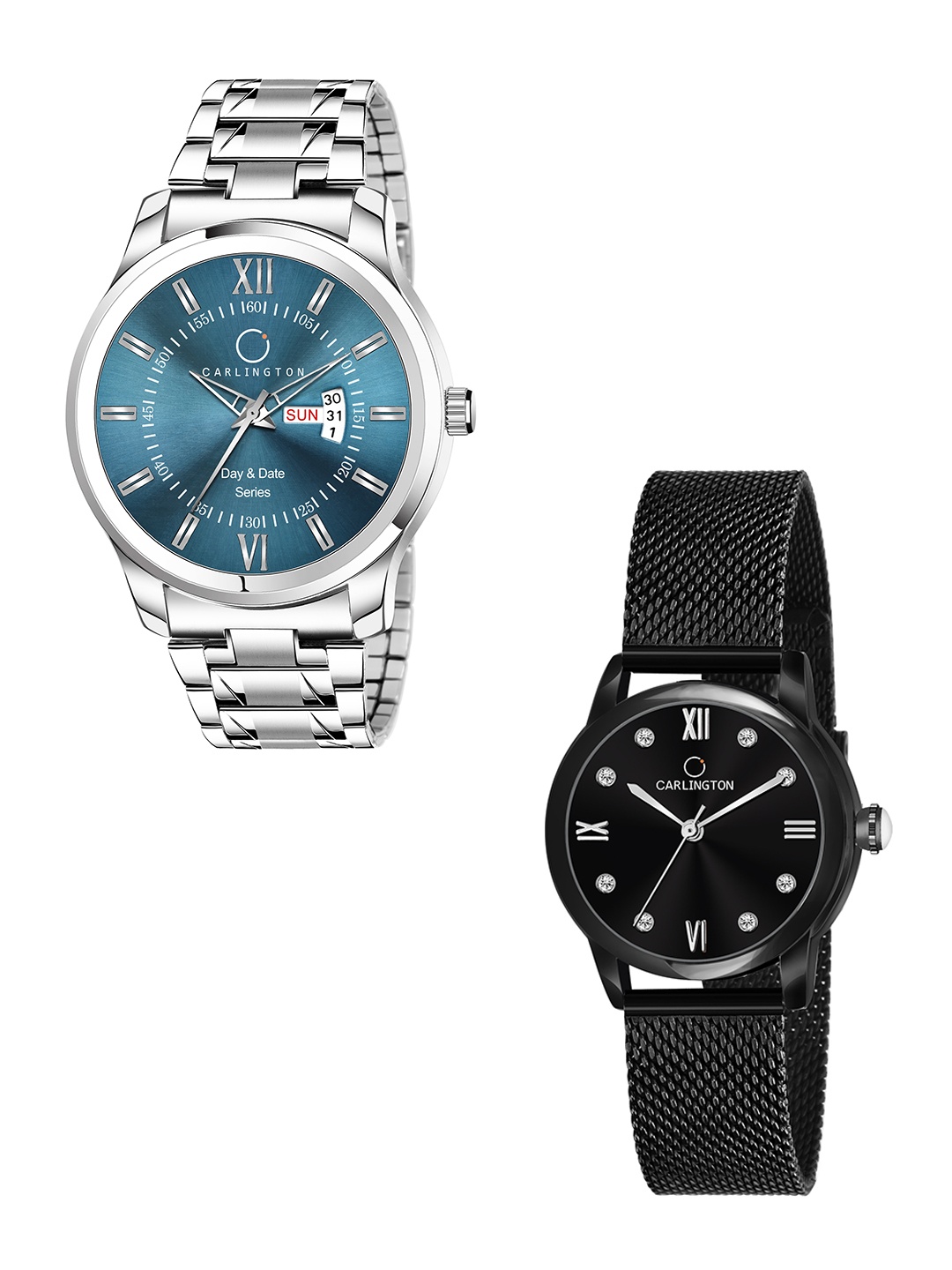 

CARLINGTON Unisex His & Her Watch Gift Set, Multi