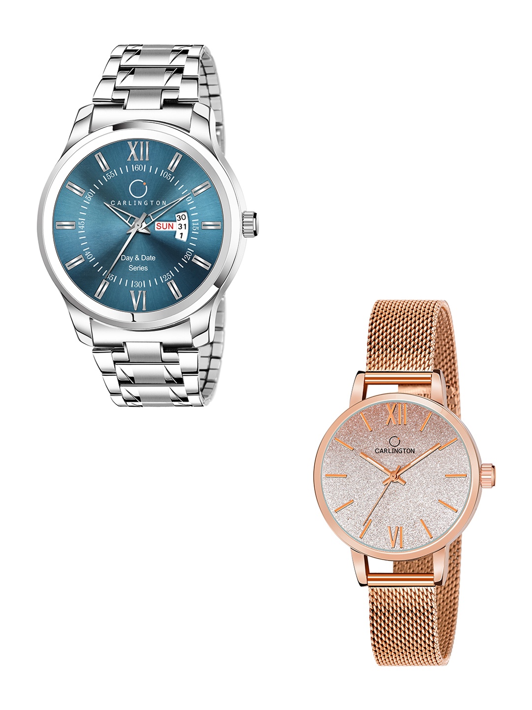

CARLINGTON Unisex Set Of 2 Blue & Rose Gold-Toned Analogue Watch CT2018