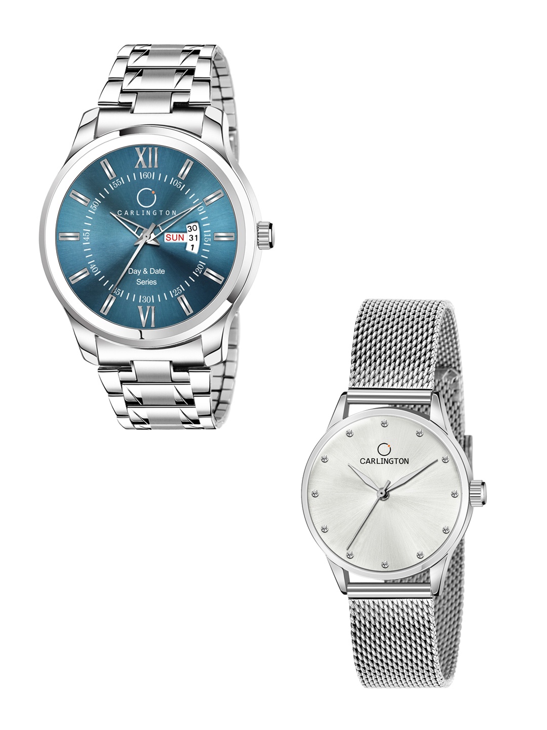 

CARLINGTON Unisex Set Of 2 Blue & Silver-Toned Analogue Watch CT2009