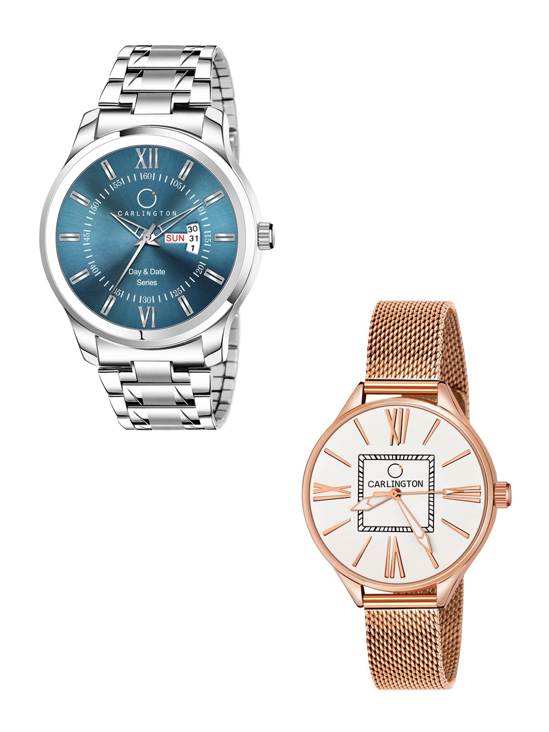 

CARLINGTON Unisex Set Of 2 Blue & White Analogue Watch CT2015