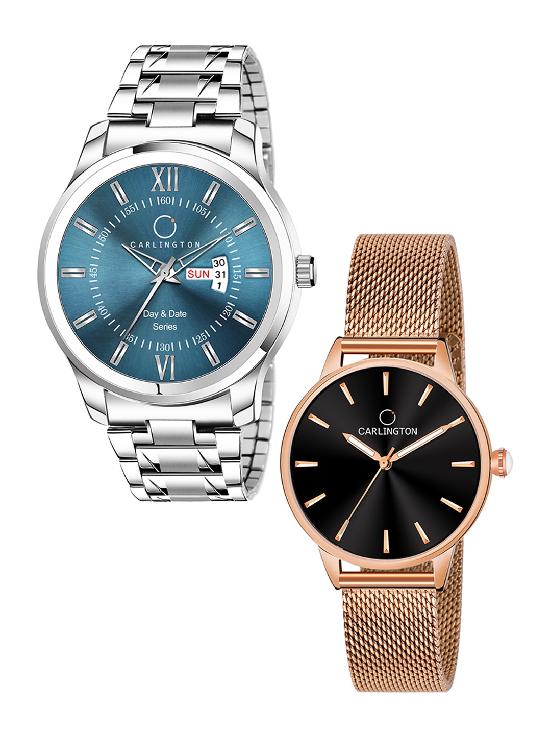 

CARLINGTON Unisex Set Of 2 Blue & Black Analogue Watch CT2007